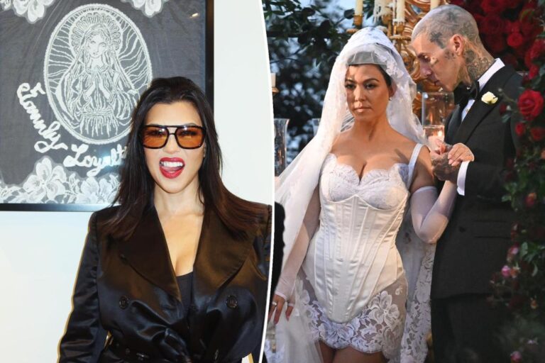 Kourtney Kardashian montre un voile de mariée encadré avec un doux hommage à Travis Barker
 afin de croire en la Sainte Vierge .